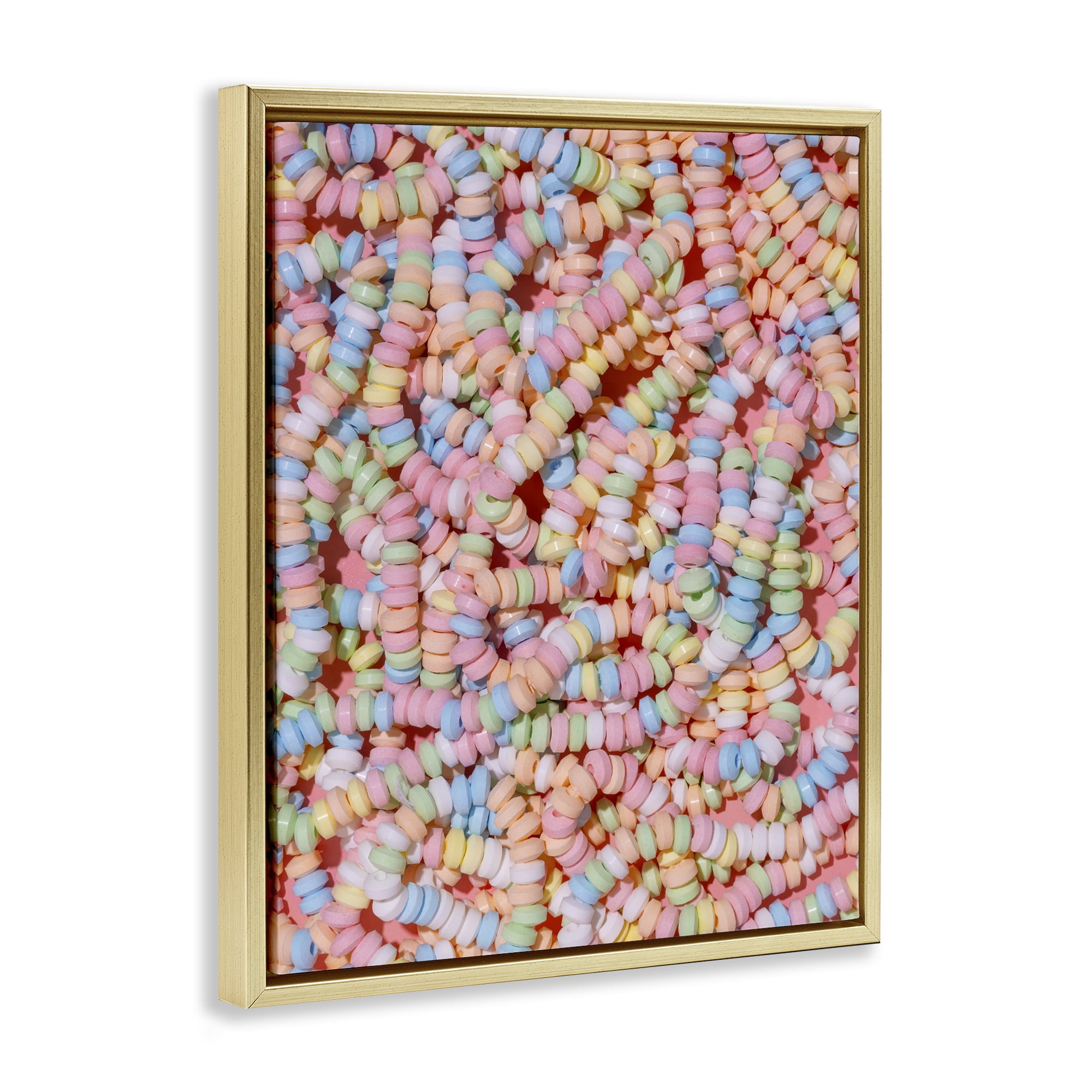 Stupell Industries Pastel Candy Necklace Gold Framed Floater Canvas Wall Art, design by LISH Creative