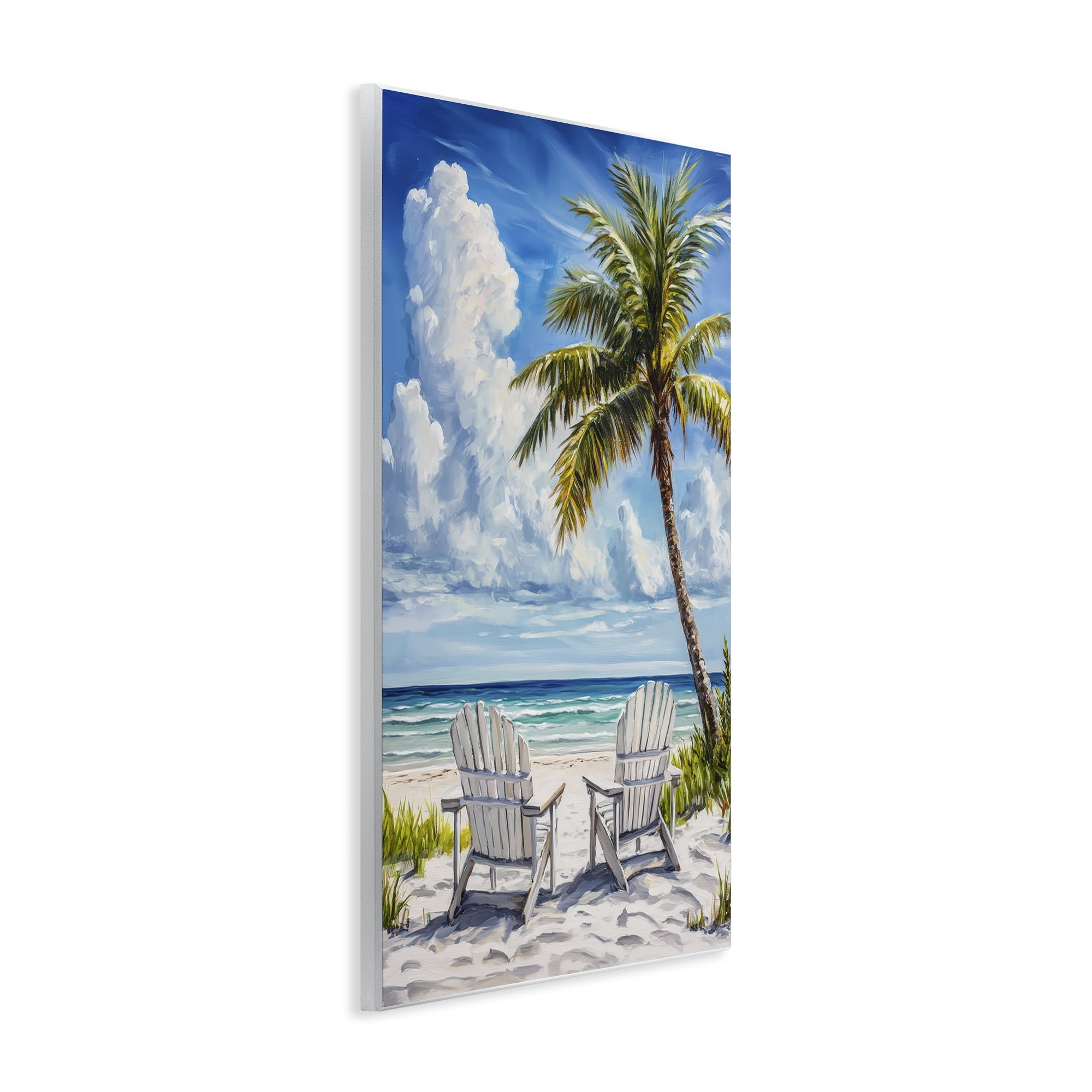Stupell Industries Clouded Beach with Looming Palm Wall Plaque Art, design by Petal Prints Design