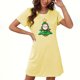thumbnail image 1 of Camisón corto navideño para mujer, talla grande, cuello redondo, manga corta, estampado en el pecho, vestido de noche para mujer, 1 of 3