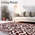 thumbnail image 2 of ODIKA 4'x6' Machine Washable Non-Slip Area Rug, Classic Damask Featuring Festive Pinecone High Traffic Rug with Pad, Brown, 614547, 2 of 8