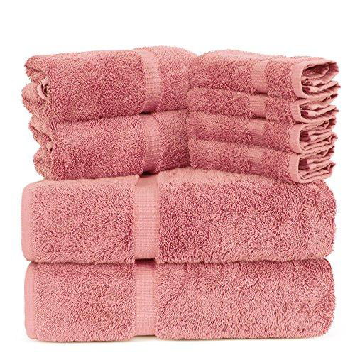 6-Piece Hand Towels, Pink Towel Bazaar Premium Turkish Cotton Super Soft and Absorbent Towels