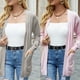 thumbnail image 4 of Cárdigan sólido para mujer, bolsillos laterales delanteros abiertos, ligeros, casuales, de punto Irfora Rosa/XL, 4 of 7