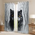 thumbnail image 2 of Manfei Grey Wolf Curtains for Living Room for Teens, Jungle Wildlife Blackout Curtains Set of 2 (42x63), 3D Animal Curtains and Drapes (42x63), Window Treatments Bedroom Decorative, 2 of 6
