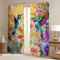 thumbnail image 2 of Homewish 3D Hummingbird Women Curtains Pack of 2 (42x84 Each), Vintage Flower Floral Curtains Blackout, Kawaii Jungle Bird Bedroom Curtains, Window Curtains Home Decor, 2 of 6