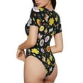 thumbnail image 3 of Balery Flower Butterfly Women's Short Sleevee Crew Neck Bodysuit Tops Short Sleeve Tops Basic-Medium, 3 of 9