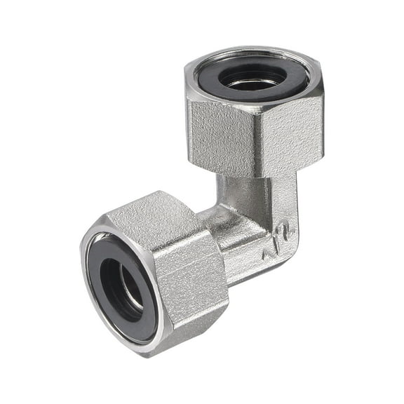 Pipe Fitting Elbow G1/2 Female Thread 2 Way L Shape Hose Connector Adapter Nickel-Plated Copper