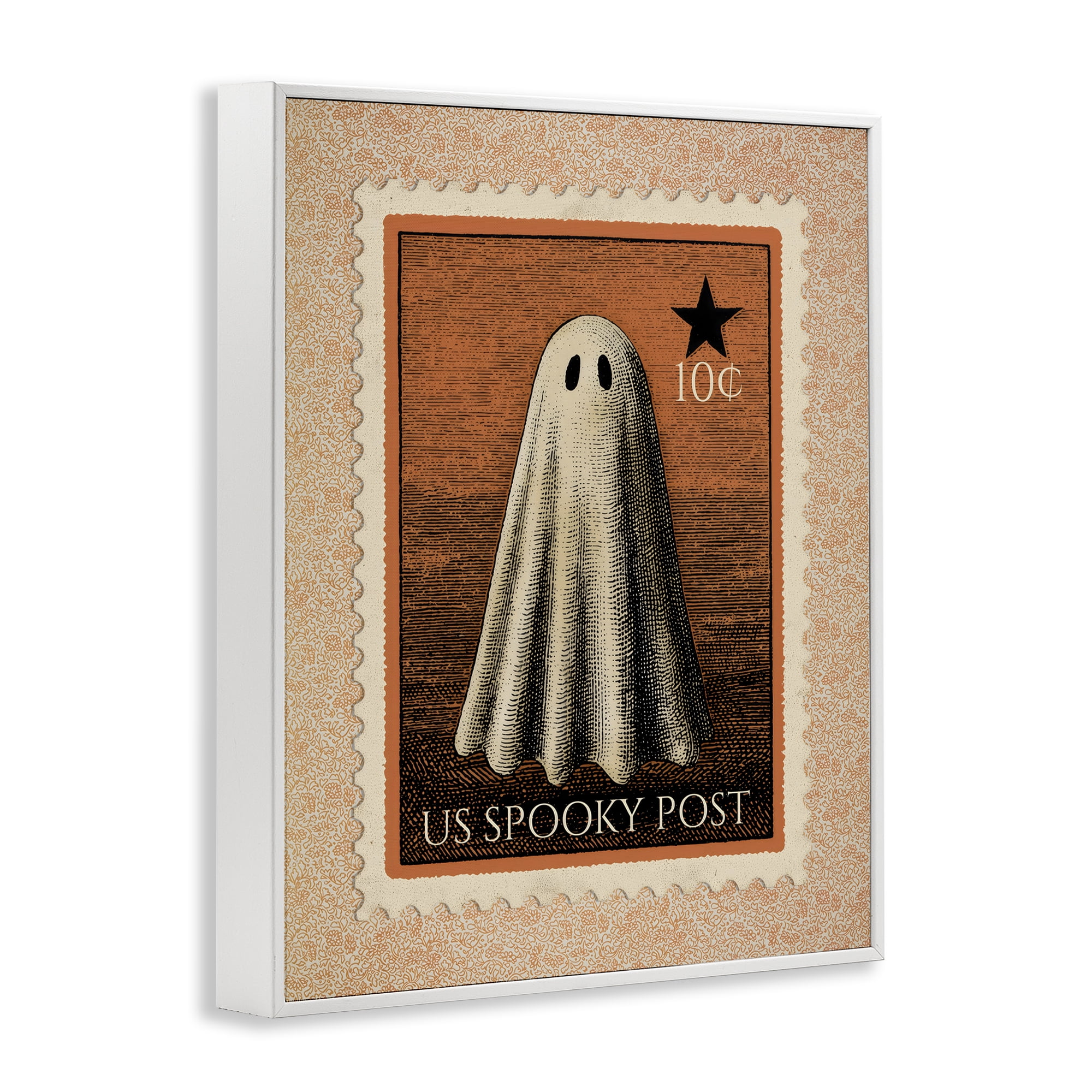 Vintage Ghost Stamp White Framed Giclee Art, design by Arlington Prints