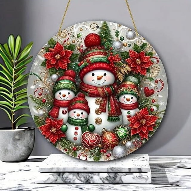 RKSTN christmas ornaments Circular Handicrafts Christmas Commemorative Gifts Christmas Snowman Hanging