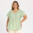 thumbnail image 4 of DARING DIVA Women's Plus V Neck and Ruffle Sleeve Casual Summer Wear 1X Light Green, 4 of 6