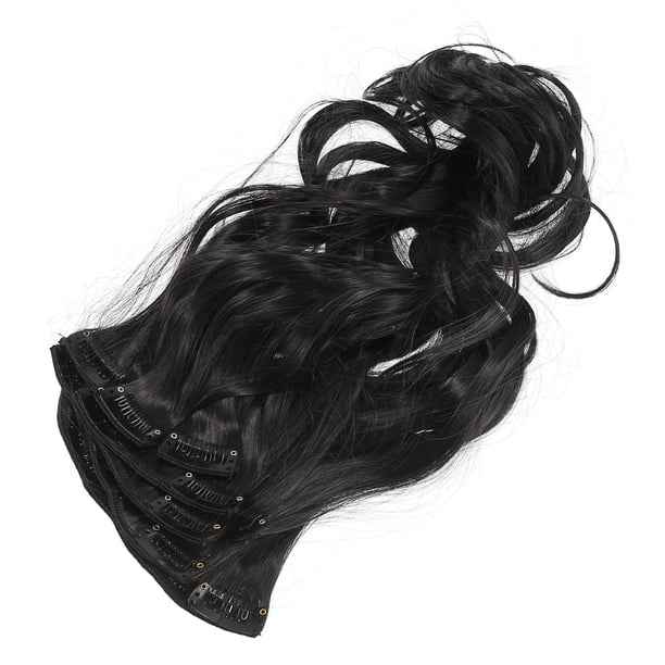 8pcs 24 61cm Black 4 Clips in Hair Extensions Full Head Synthetic Women Hair Wigs