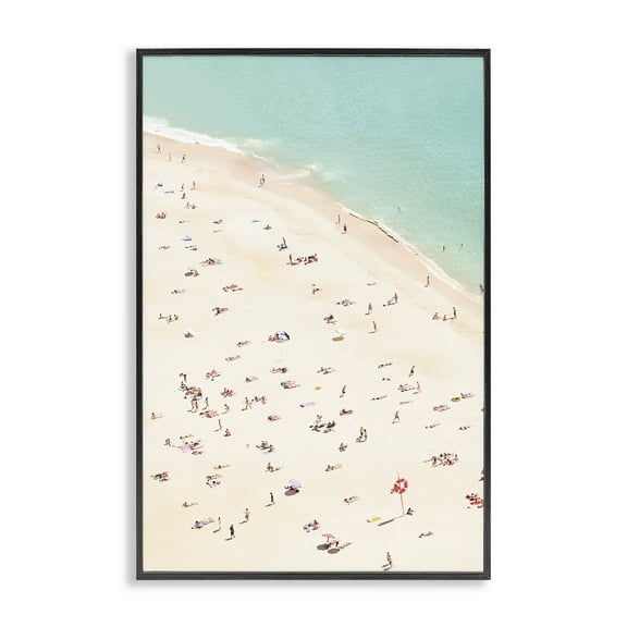 Stupell Industries Summer Beachgoer Crowd Nautical & Beach Photography Black Framed Art Print Wall Art, 12 x 18