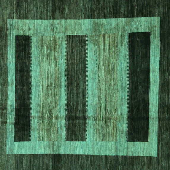 Ahgly Company Indoor Square Abstract Turquoise Blue Modern Area Rugs, 5' Square