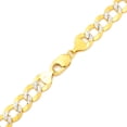 thumbnail image 2 of LoveBling 14k Yellow Gold 11mm Solid Pave Curb Chain Necklace with White Gold Pave Diamond Cut W/Lobster Lock (30"), 2 of 3