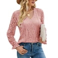 thumbnail image 2 of Top de manga larga de encaje NikouMX Blusa de encaje poliéster mujer, 2 of 5