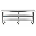 thumbnail image 2 of AmGood 96" Long x 24" Deep Stainless Steel Work Table with 2 Shelves and wheels | Commercial & Residential NSF Utility Table | Metal Food Prep Station, 2 of 7