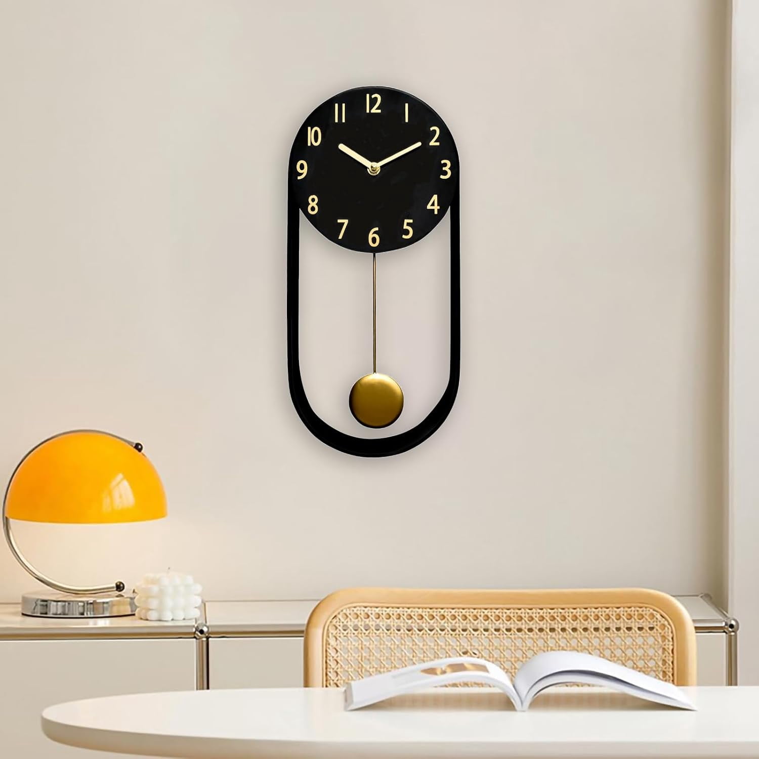 30 Inch Large Silent Wall Clock - Farmhouse Style With Metal Frame & Wood Dial, Battery Operated