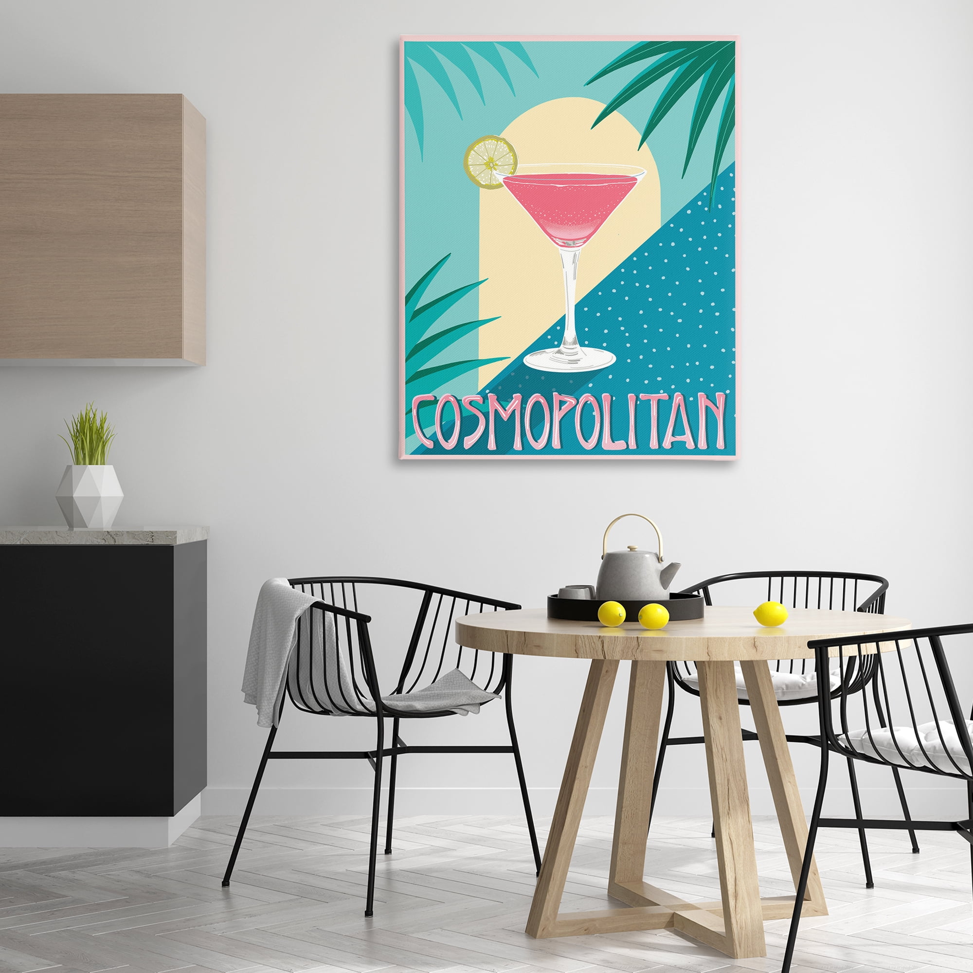 Stupell Industries Cosmopolitan & Palm Leaves Food & Beverage Painting Wrapped Canvas Art Print Wall Art, 36 x 48