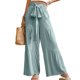 thumbnail image 1 of Pantalones de mujer Cintura alta Correa Cintura Recta Pierna ancha Pantalones de color puro para verano, 1 of 8