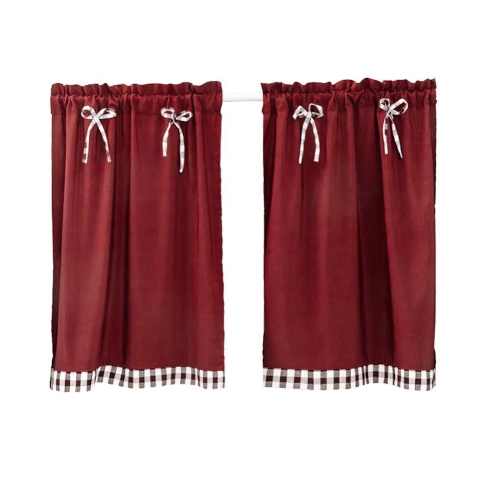 Bowknot Tier Curtains Cotton Cafe Curtains Kitchen Window Drapes Rod Pocket 