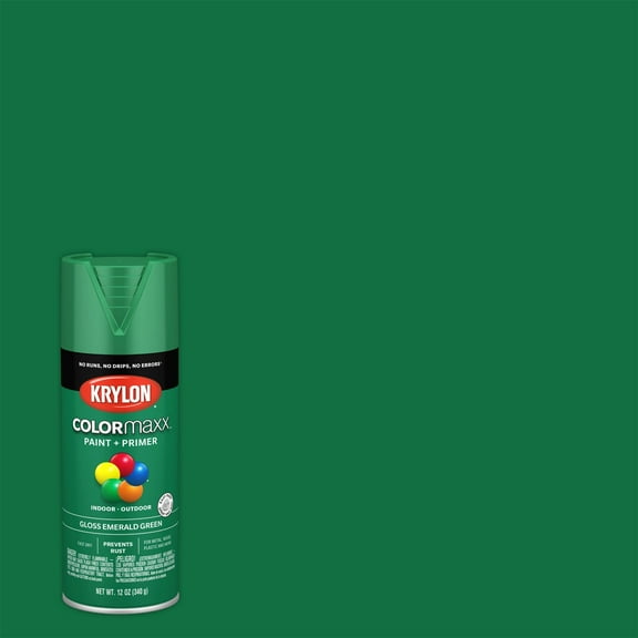 Krylon COLORmaxx Gloss Spray Paint and Primer, Emerald Green, 12 oz