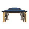 thumbnail image 2 of Erommy Outdoor Cedar Wood Hardtop Gazebo w Metal hardtop / Spruce Wood Hardtop Pergola w Asphalt roof Metal Roof 12' x 16', 2 of 7