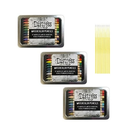 Trebbies Watercolor Pencils Bundle - Ranger Ink Tim Holtz Distress Watercolor Pencils Set 4, 5 and 6 Detail Sticks