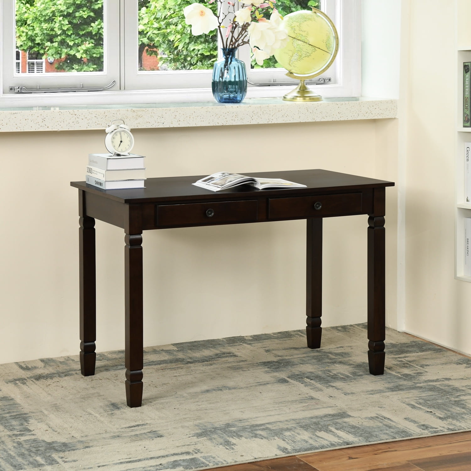 Homy Casa French Country Modern Style 43.3" Wide Solid Wood Home Office