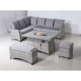 thumbnail image 2 of Abrihome New 5-Piece Wicker Outdoor Conversational Sofa Set with Fire Pit Table and Ottoman ,Gray, 2 of 8
