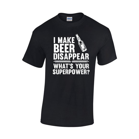 CBTWear Je Fais Disparaître la Bière, Quel Est Ton Super Pouvoir? Amateur de Bière - Tee - T-Shirt Drôle pour Hommes (Moyen, Noir)