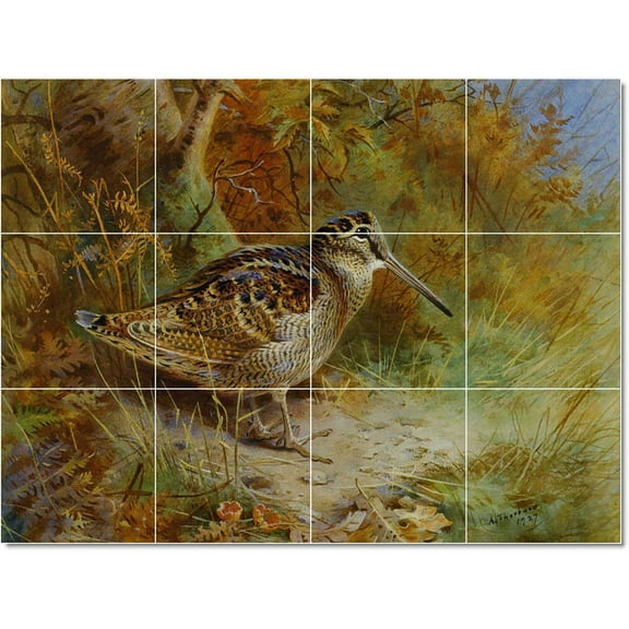 Ceramic Tile Mural-Archibald Thorburn Birds Painting 5. 17" w x 12.75" h using (12) 4.25 x 4.25 ceramic tiles