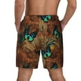 thumbnail image 3 of Kdxio Vintage Butterfly Green Print Men'S Swim Trunks With Compression Liner 7 Inch Inseam Quick Dry Swim Shorts, 3 of 7