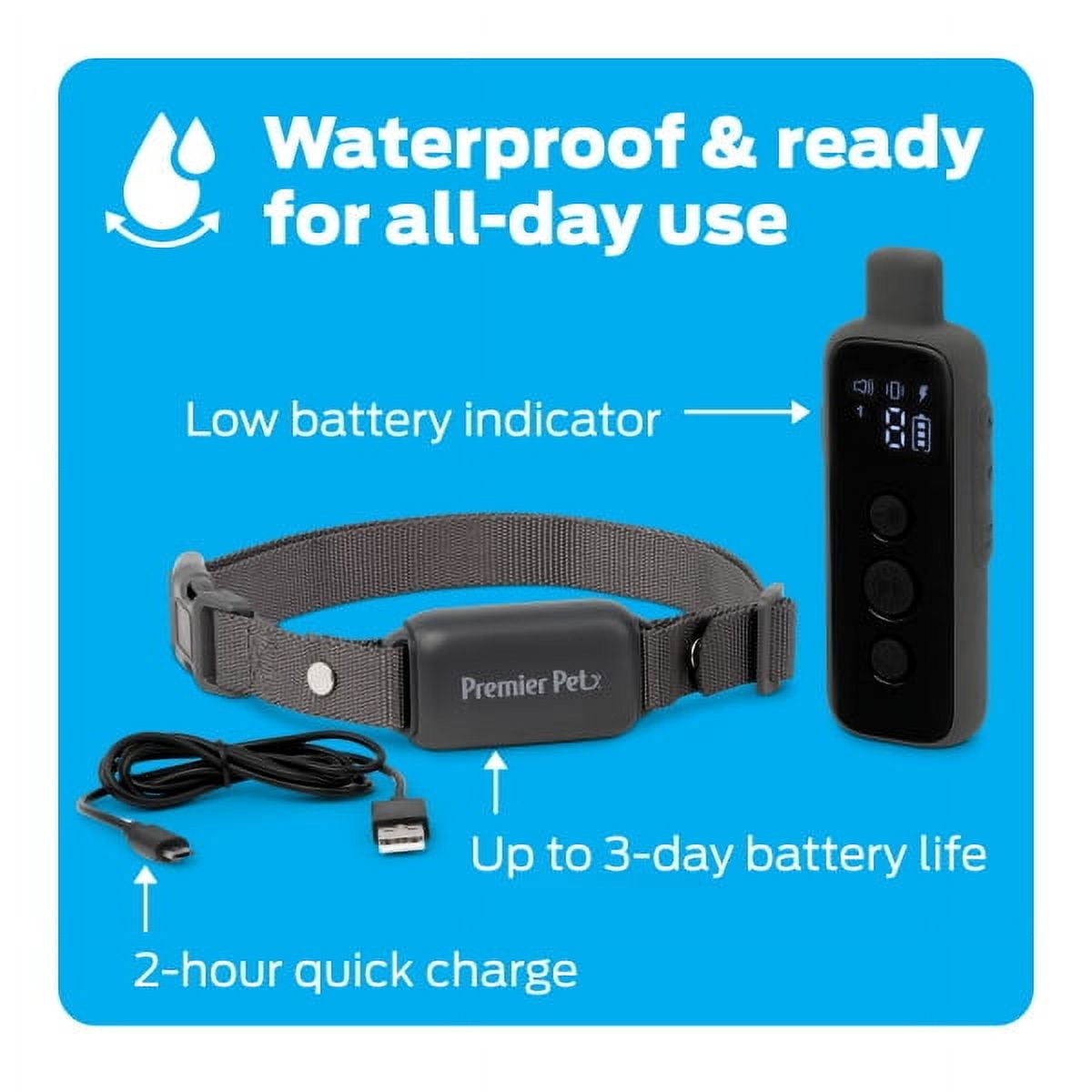 Premier Pet 1000 foot Dog Trainer with Rechargeable Battery, 16 levels of static correction