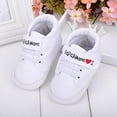 thumbnail image 6 of Baby Boys Girls High Top Fashion Sneakers White I Love Papa & Mama Walking Canvas Shoes for Toddler Kids, 6 of 7