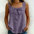 thumbnail image 5 of Kilaqueen Womens Bow Tie Front Tank Tops Summer Dressy Solid Color Square Neck Sleeveless Tunic Blouses Lightweight Loose Fit Casual Going Out Cami Gauze Shirts, 5 of 7