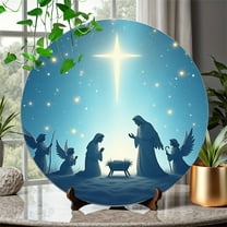 Upgraded Round Wooden Nativity Resurrection Decorative Wall Hanging Home Baptism Decoration O