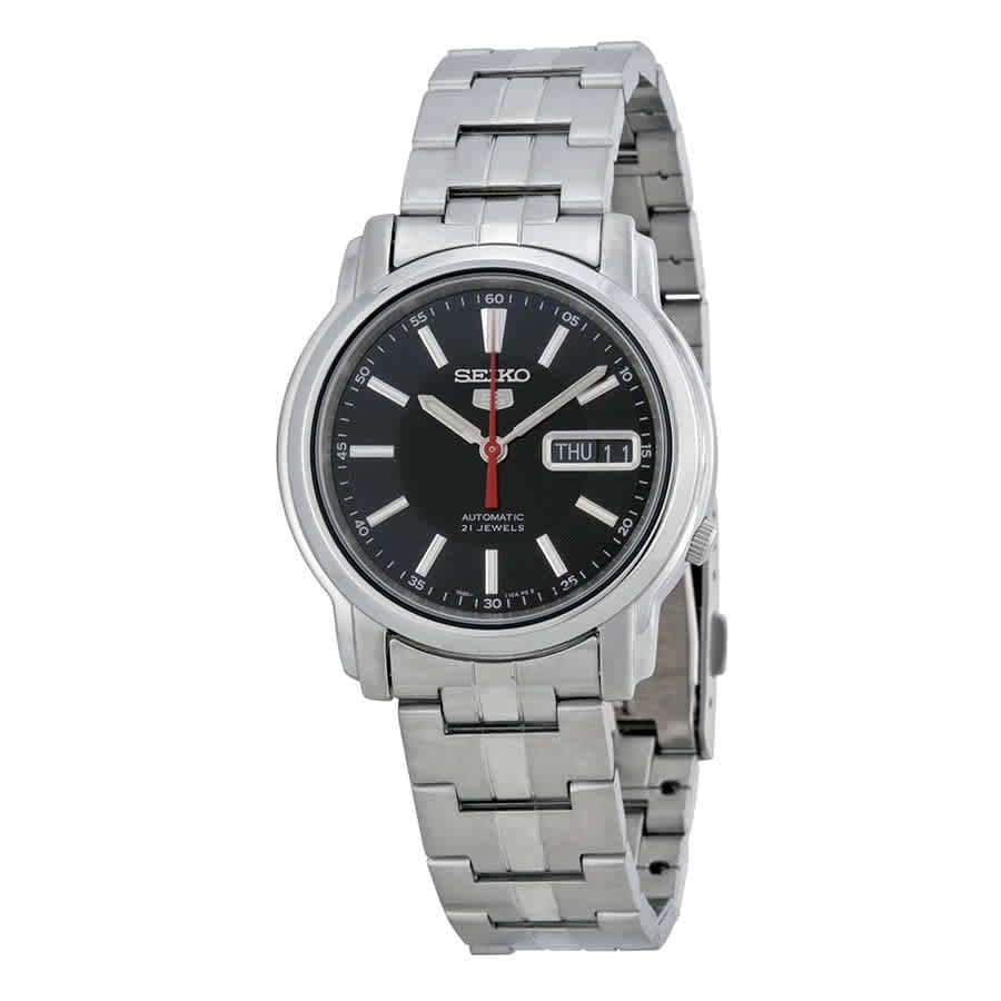 seiko men's silvertone stainless steel automatic watch