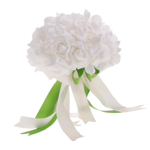 Boda Nupcial De Espuma Artificial Atado Rosas Ramo De Flores Decoración De blanco Macarena Ramo nupcial de la boda