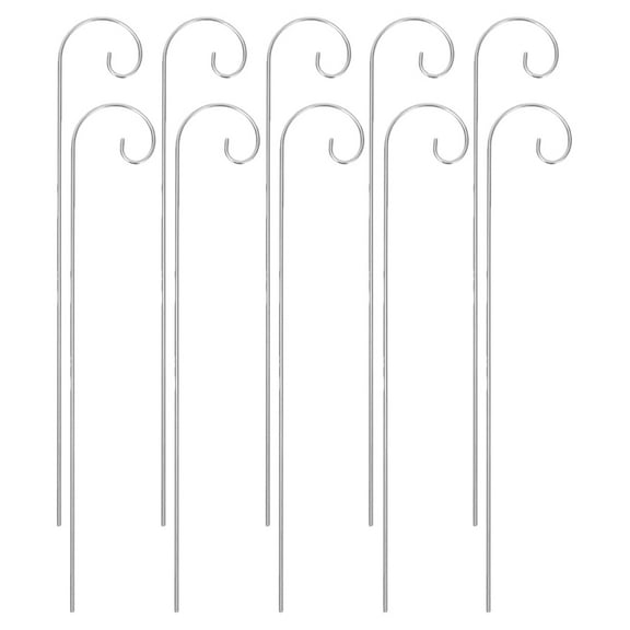 HEANUJJ Sturdy Silver Iron Shepherd Hooks for Plant Use - Versatile and Decorative Outdoor Hangers