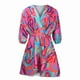 thumbnail image 1 of Gibobby Vestido de punto para mujer Vestido floral con dobladillo irregular para mujer Vestido elegante de gasa con manga murciélago y flores(Rojo,CH), 1 of 3