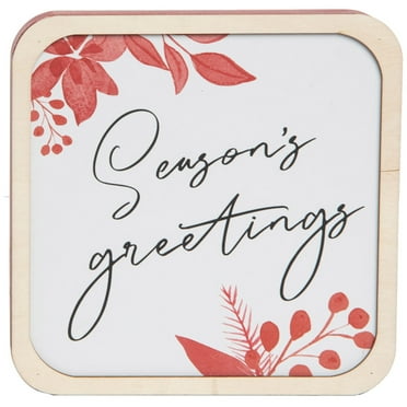 Transpac Wood 7.75 in. Multicolored Christmas Frame Block Decor