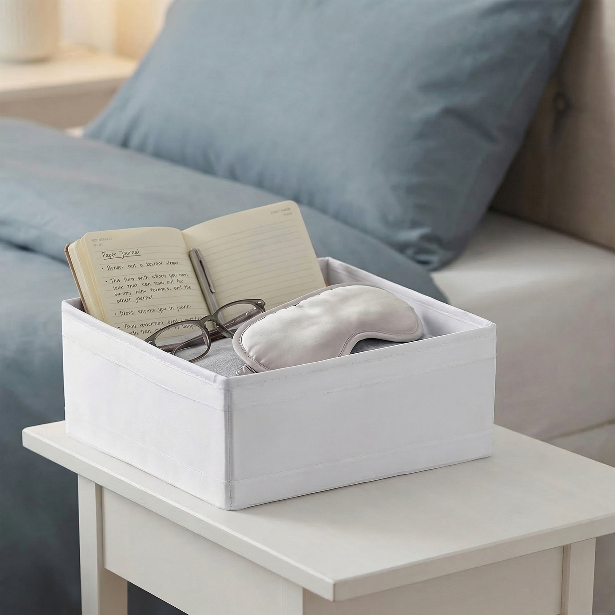Unique Bargains 1pc Fabric Storage Bin for Shelves Closet White 11*11*5.1in
