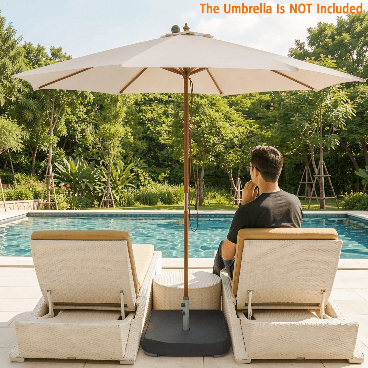 Biotree Fillable Umbrella Base with 2 Sandbags and Dust-proof Cover Black - Heavy Duty Outdoor Patio Stand