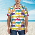 thumbnail image 2 of Vsdgher Colorful Car Print Men's Hawaiian Shirts Button Down Tropical Holiday Beach Shirts Vacation Clothes,Medium, 2 of 7