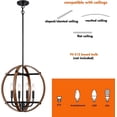 thumbnail image 5 of Farmhouse Globe Pendant Lighting 4-Light Sphere Foyer Chandelier Wood Grain, 5 of 8