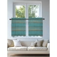 thumbnail image 4 of Teal Wood Grain Tier Curtains 24 Inch Length,Sheer Curtains for Bedroom Living Room Window Farmhouse Vintage Wooden Rustic Rod Pocket Drapes Kitchen Curtains Small Half Window 27.5"x24" 2 Panels, 4 of 6