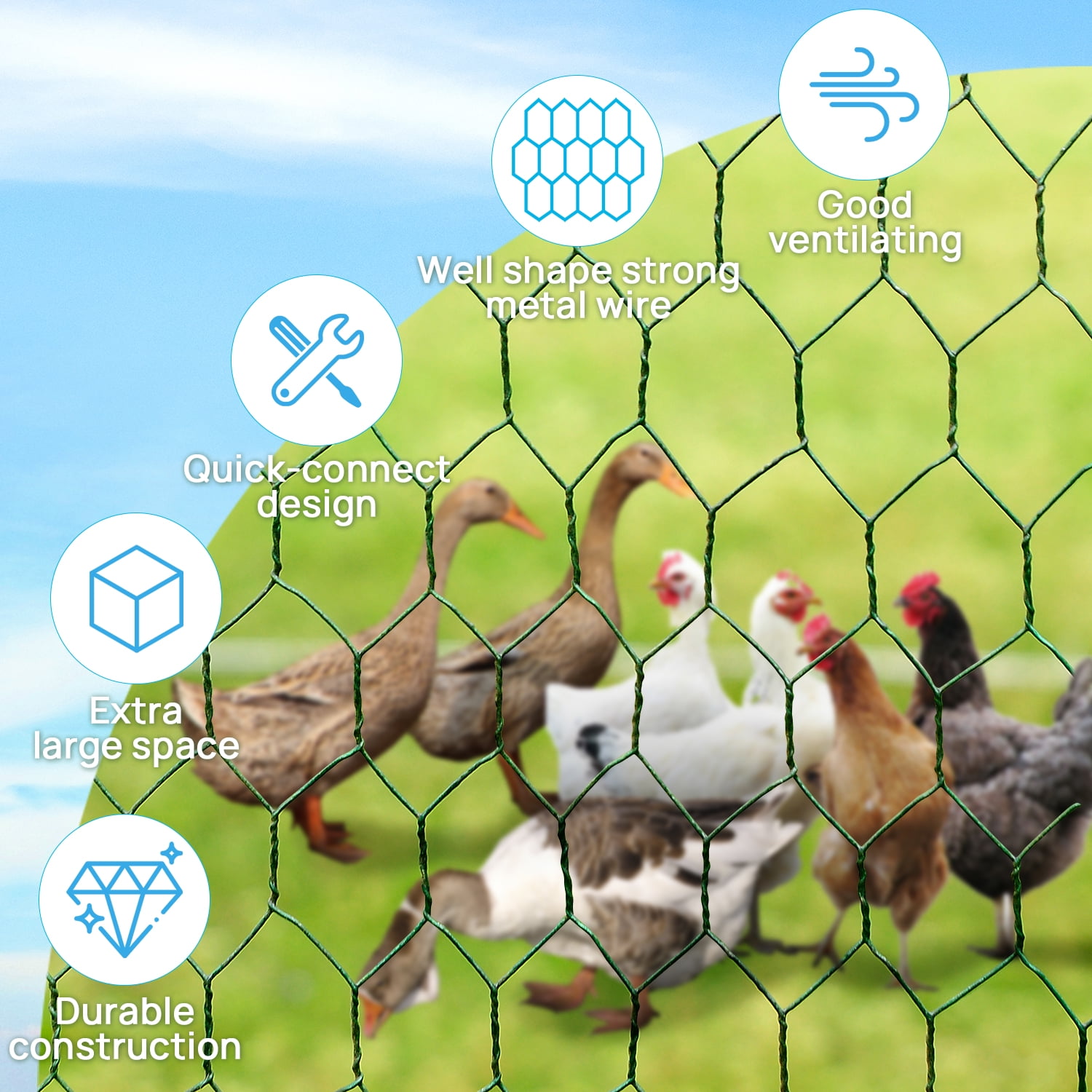 20x10ft Large Metal Chicken Coops Walk in Pet House Chicken Nesting Bunny Rabbit Hutch with Waterproof Cover for Backyard