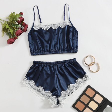 

Ykohkofe Womens Outfits Lace Camisole Bra Shorts Two Piece Pajamas Sexy Sleepwear Underwear Panties Suits Lingerie