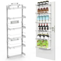 Over the Door Pantry Organizer, 6 Tier Over the Door Organizer with Adjustable Basket, Pantry Door Organization for Pantry Kitchen Storage Room Spice Rack, White