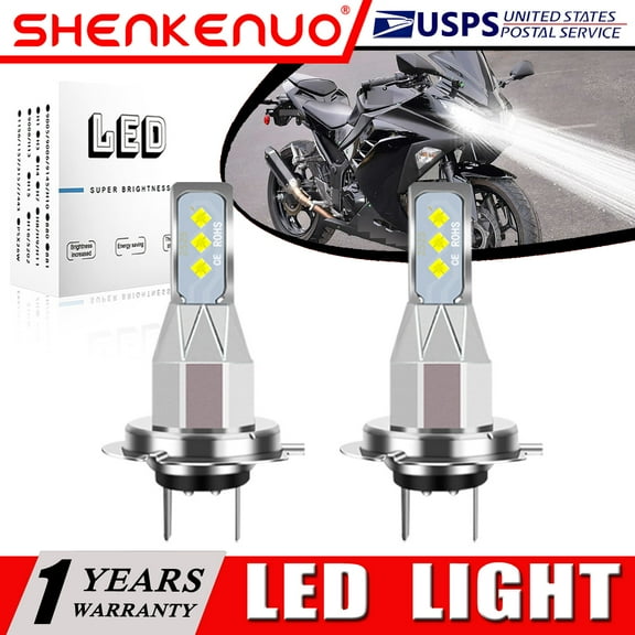 SHENKENUO for Kawasaki Ninja 300 EX300 2013-2017 - 2X H7 LED Headlights Bulbs 6000K White,Pack of 2,C09