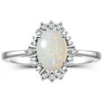 thumbnail image 1 of RYLOS Bagues pour Femmes Bague en Or Blanc 14K avec Pierre Précieuse Ovale 7X5MM et Diamants Étincelants Bijou Opale d'Octobre Taille 8, 1 of 7